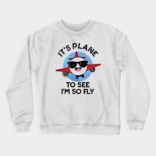 It's Plane To See I'm So Fly Funny Aeroplane Pun Crewneck Sweatshirt